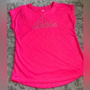 Adidas Climalite Pink Logo Tee Shirt Size Small (7/8)